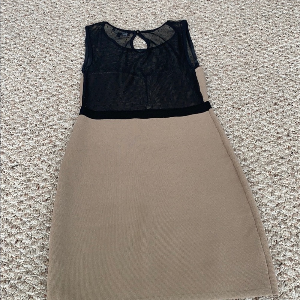 Black & Tan Dress, Sheer at top, M - Picture 4 of 5